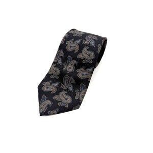 Vintage Oscar de la Renta Men’s Silk Blend Necktie Blue Paisley Designer Tie